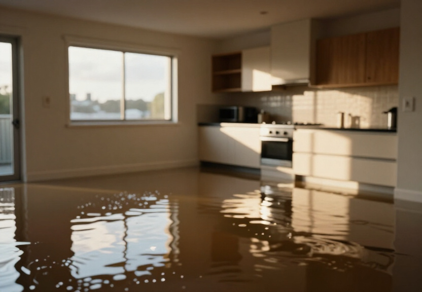 Waterlogged basement in a Carlingford property before drying